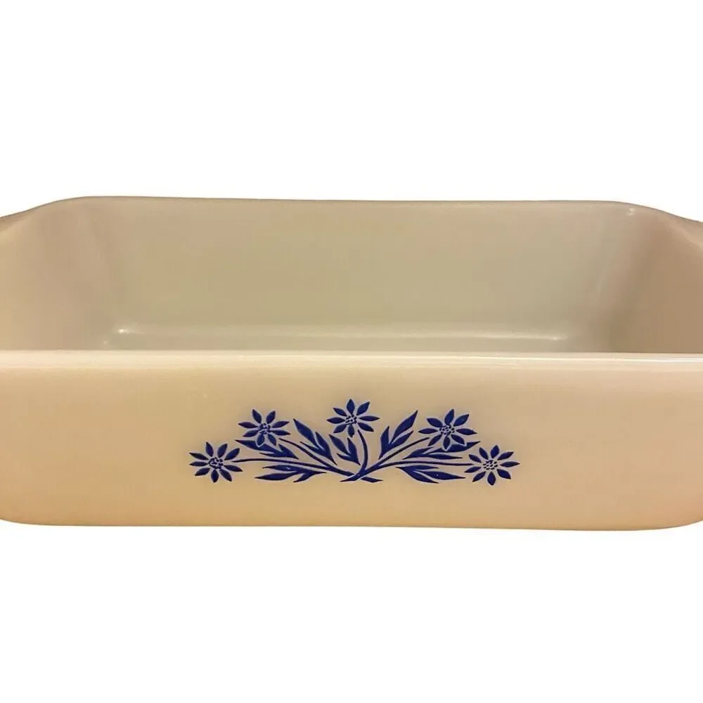 Fire-King Anchor‎ Hocking Blue Cornflower 441 loaf pan 1-qt Milk Glass